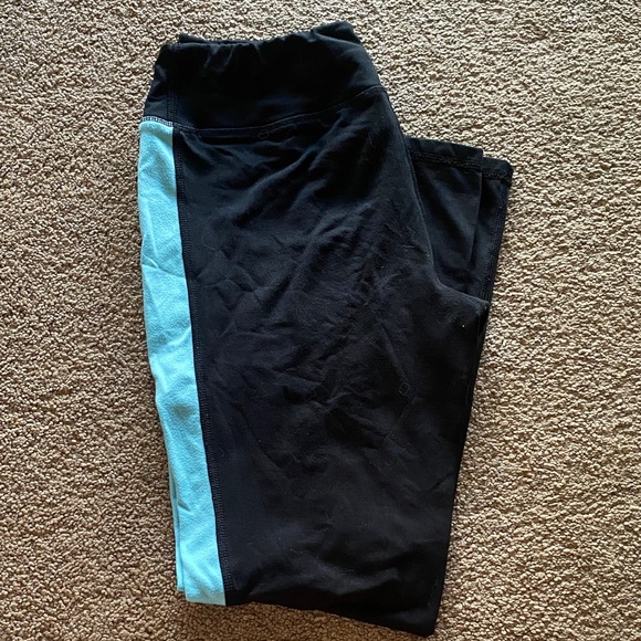 Athletic Works Black and Light Blue Kids Leggings - Picture 1 of 3